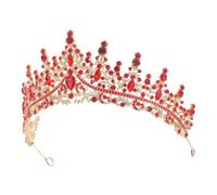 HOMSFOU Red Crown Headband for Women with Rhinestone Crystal and Zinc Alloy Material, Elegant Baroque Design for Pageant and Costume Parties, Versatile and Resistant to Fading