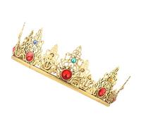 HOMSFOU Red Metal King Crown for Men Baroque Royal Cosplay Headwear Lightweight Comfortable Accessory for Birthday Party and Family Gatherings