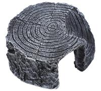 HOMSFOU Resin Reptile Hideout Stump with Multi-functional Decoration Black Habitat Platform for Pet Reptile in Desert Landscapes and Aquariums