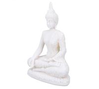 HOMSFOU Resin Sitting Buddha Statue Southeast Asian Home Ornament Floral Pattern Buddhist Figurine Desktop Decor for Meditation and Feng Shui Accents