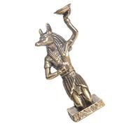 HOMSFOU Retro Anubis Statue Brass Figurine Ancient Egyptian God Sculpture 2.4 Inch Desktop Ornament for Home Office Decoration