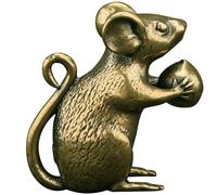 HOMSFOU Retro Mouse Figurine Small Desk Ornament Delicate Mouse Craft Adornment for Office Home Decor Feng Shui Animal Statue Set of 2