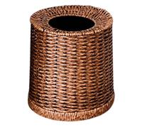 HOMSFOU Retro Rattan Woven Trash Basket 12l Double Layer No Lid Waste Bin with Natural Ventilation and Odor Reduction for Bedroom and Bathroom Use