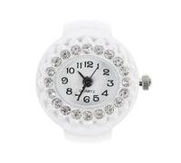 HOMSFOU Rhinestone Decorative Watch Ring for Women White Quartz Glass