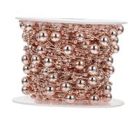 HOMSFOU Rose Gold Beaded Chain for DIY Jewelry Making Headdress Decor Material Clothing Accessories Supply Flexible Spool for Custom Crafting