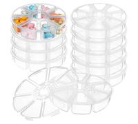 HOMSFOU round Plastic Organizer Box for Easy Access and Protection against Grease and Dirt 10pcs with 8 Compartments White Storage Box with Lid for Study Room Desktop Storage