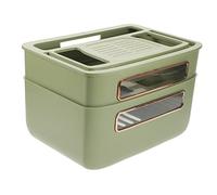 HOMSFOU Router Storage Cord Management Box Double Layer Cable Organizer for Wifi Router Power Strip Holder with Removable Design Durable and Sturdy Cord Storage Green