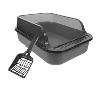 HOMSFOU Sand Box Kitten Potty Toilet Reduces Litter Dust Versatile Usage High Wall Design Semienclosed Structure Thickened Abs Material with Litter Scoop for Homes Cat Owners Assorted style