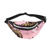HOMSFOU Shiny Sequin Waist Bag for Women, Glitter Mermaid Belt Pouch with Adjustable Strap, Pink and Gold Crossbody Travel Sports Fanny Pack
