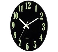 HOMSFOU Silent Luminous Wall Clock for Bedroom, Large Number Tempered Glass round Wall Clock with Glow-in-the-dark Function, Non-ticking Quiet Home and Office Decor Random Color