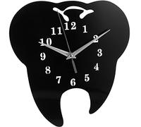 HOMSFOU Silent Wall Clock Dentistry Tooth Wall Clock Acrylic Tooth Shaped Decorative Mute Movement Hanging Watch Department Decor Sign Vintage Decor