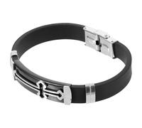 HOMSFOU Silicone Cross Bracelet for Men, Black Cross Pendant Wrist Chain, Single Piece Men’s Silicone Bracelet with Religious Charm for Casual and Daily Wear
