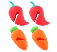 HOMSFOU Silicone Kitchen Pot Lid Lifters 4-Pack Carrot and Chili Shaped Pot Cover Holders Steam Vents Boil over Prevention Cooking Accessories