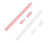 HOMSFOU Silicone Protective Sleeve for 2nd Generation Stylus Pen Cover with 6pcs Set Including Pen Body and Nib Caps, Nonslip Shockproof Case for Tablet Accessories in White and Light