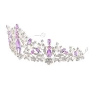 HOMSFOU Silver Purple Baroque Princess Tiara Crown Hair Accessory with Rhinestones, Bridal Wedding Headwear for Prom, Birthday, and Festival Hair Decor