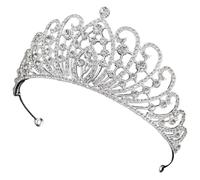 HOMSFOU Silver Rhinestone Bride Headdress Tiara Crown in Baroque Style, Zinc Alloy Material with Glitter and Stunning Design, Not Easy to Fade or Crack, for Special Occasions and Dance