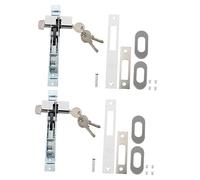 HOMSFOU Sliding Door Mortise Locks Aluminium Hook Latches Silver Heavy Duty Construction Shop Doors Durable Safety for Windows and Commercial Use