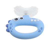 HOMSFOU Soft Silicone Dinosaur Shape U-Shaped Toothbrush for Ages 0 to 3 with 360° Rotating Head and Gentle Oral Care, for First Toothbrush and Everyday Use