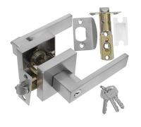 HOMSFOU Square Aluminum Alloy Bedroom Door Lock with Key Silent Triple-Key Security Interior Handle for Home Office Bathroom Easy Installation Three-Rod Mechanism