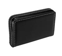HOMSFOU Stainless Steel Business Card Holder with Leather Magnetic Closure Capacity Index Card Box for Men Desktop Organizer Photos Recipes Professional Mini Briefcase Design