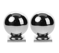HOMSFOU Stainless Steel Fence Post Caps Ball Shape 2Pcs Decorative Handrail End Caps for Gates and Railings Easy Installation 5.5X6.3X3.1 Inch