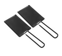 HOMSFOU Stainless Steel Griddle Pan with Flat Bottom and Removable Handle, Black Portable BBQ Grill Plate Featuring Good Thermal Conductivity and Easy to Store Design for Outdoor Cooking