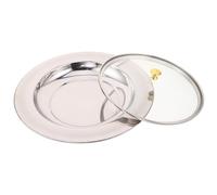 HOMSFOU Stainless Steel Holy Tray Church Communion Set with Glass Lid Classic Elegant Design Easy to Clean Versatile Serving Dish for Indoor Services and Christening
