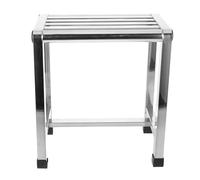 HOMSFOU Stainless Steel Shower Stool Bath Bench Waterproof Small Metal Stool Silver for Home, Balcony, Adults, Seniors and 13.7x12.40x7.8 Inch