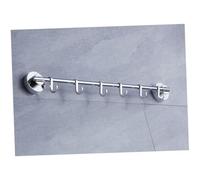 HOMSFOU Strong Suction Cup Hook Rail with Stainless Steel Hooks Traceless Wall Mounted Towel Holder Rack for Bathroom Kitchen No Drilling Rust-Resistant Organizer