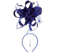 HOMSFOU Stylish Blue Fascinator Hat Headband for Women with Cloth and Plume Material, Easy to Take and Won't Hurt Hair, for Concerts and Cocktail Parties