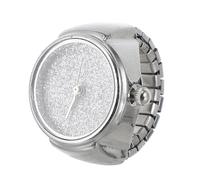 HOMSFOU Stylish Ring Watch Finger for Women with Silver Alloy Quartz Material, Featuring Accurate Time Keeping and Fashionable Glitter Design, as A Gift for Birthdays Or New Year Occasions