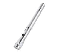 HOMSFOU Telescopic Magnetic Pickup Tool with 3 LED Lights and Rotating Stainless Steel Snagging Head for Repairing and Working on The Engine, Silver Handheld Flashlight