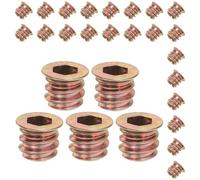HOMSFOU Threaded Insert Nuts Sturdy and High Axial Alignment Accuracy M6x10mm Carbon Steel Material 50pcs with Countersunk Flange Design for Wood Furniture Assembly for Wardrobe