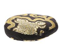 HOMSFOU Tibetan Singing Bowl Cushion Black round Cotton Cloth Pad Lightweight Singing Bowl Accessory Suitable for Home Decoration and Buddhist Temple Furnishing with Traditional Pattern