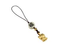 HOMSFOU Tiger Phone Pendant Keychain with Brown Rope Luck Hanging Decor for Mobile Phone and Car Keys, Zodiac Diy Small Charm for Men and Women