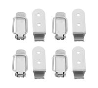 HOMSFOU Toggle Clasp Spring Loaded Stainless Steel 4Pcs with Screws, Small Duckbill Hasp Lock for Wooden Chest and Toolbox Fastening