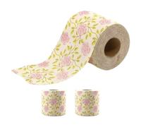 HOMSFOU Toilet Paper with Creative Floral Pattern Bamboo Pulp 3 Rolls Cute Cute Assorted Colour Rolls, Soft and Decorative Tissue for Holiday Season and Room Decor