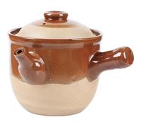 HOMSFOU Traditional Small Clay Medicine Pot 1.5l Half-Glazed Ceramic Herbal Stew Casserole for Gas Stove and Open Flame Cooking, High-Temperature Resistant Porcelain Kettle for Chinese