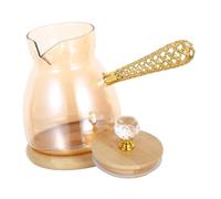 HOMSFOU Turkish Coffee Pot Glass Teapot with Heat-Resistant Side Handle Small Espresso Maker for Home Cafe Stylish Greek Tea Maker for Hot Brewing
