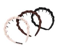 HOMSFOU Twisted Satin Headbands for Women 3pcs High Crown Non-slip Teeth Volumizing Hair Accessories Suitable for Makeup and Face Washing