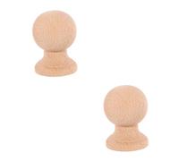 HOMSFOU Unfinished Ball Finials 2 Pcs Wooden Ball Finial for Bed Posts Stair Finials and Round Bun Foot Hardwood Decorative DIY Crafts for Indoor Staircase and Home Decor 2.76 X 3.86 X 1.93 in