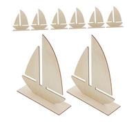 HOMSFOU Unfinished Wooden Sailboat Models for DIY Craft Project Activities 8pcs with Textured Finish and Clay Baseboards, Blank Canvas for Decorating and Home Decor