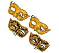 HOMSFOU Venetian Masquerade Masks and Comfortable Fit 4pcs Retro with Adjustable Strap Half Face Plastic and Cloth Masks for Men for Costume Party or Masquerade Ball