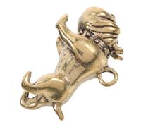 HOMSFOU Vintage Brass Bulldog Keychain Pendant Unique DIY Dog Charm for Keys and Bags Antique Style Decorative Hanging Ornament