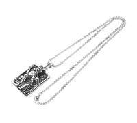 HOMSFOU Vintage Gothic Pendant Necklace with Stainless Steel Evil Demon and Skull Head Horn, Silver Colour, Resist Tarnishing and Fading, Hip Hop Style Necklace for Men and Women