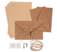 HOMSFOU Vintage Letter Writing Paper and Envelopes Set Retro Style 2 Sets Portable Design with Hemp Rope and Metal, A5 Size Writing Paper and Packing Envelopes for Love Letters and