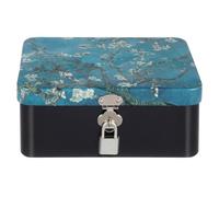 HOMSFOU Vintage Lockable Tinplate Storage Box: Office Table Tin Case Desktop Organizer - Storage Treasure Chest