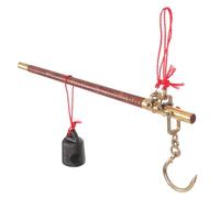 HOMSFOU Vintage Wooden Pole Hanging Scale with Copper Weights and Red String, 2.5kg Portable Mechanical Kitchen and Medicine Weighing Scale for Home Use