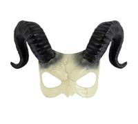 HOMSFOU White Devil Horn Plastic Material Half Face Mask for Halloween with Realistic Design Easy to Put and Take, for Festive Events and Role Play