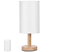 HOMSFOU White Linen Round Lamp Shade E27 Fabric Drum Cover for Table Lamps Universal Desktop Light Fixture Accessory Household Bedside Lighting